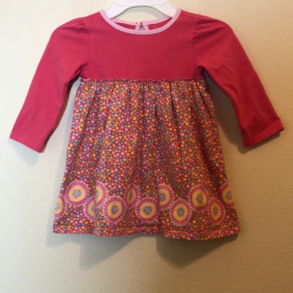 L.L. Bean Pink and Yellow Long Sleeve Dress 12-18M - Picture 1 of 8